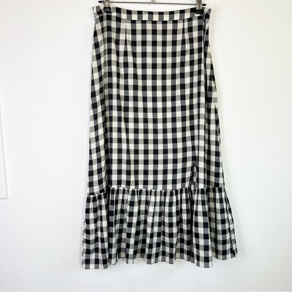 Feather & Bone Dresses & Skirts - Feather & Bone Black & Cream Gingham Check Lightweight Midi Skirt Size L UK 14